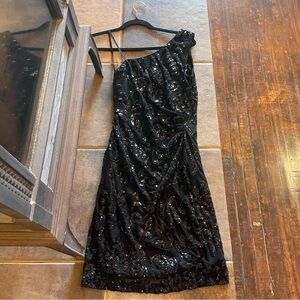 Coqueta Black Sequin One-Shoulder Dress